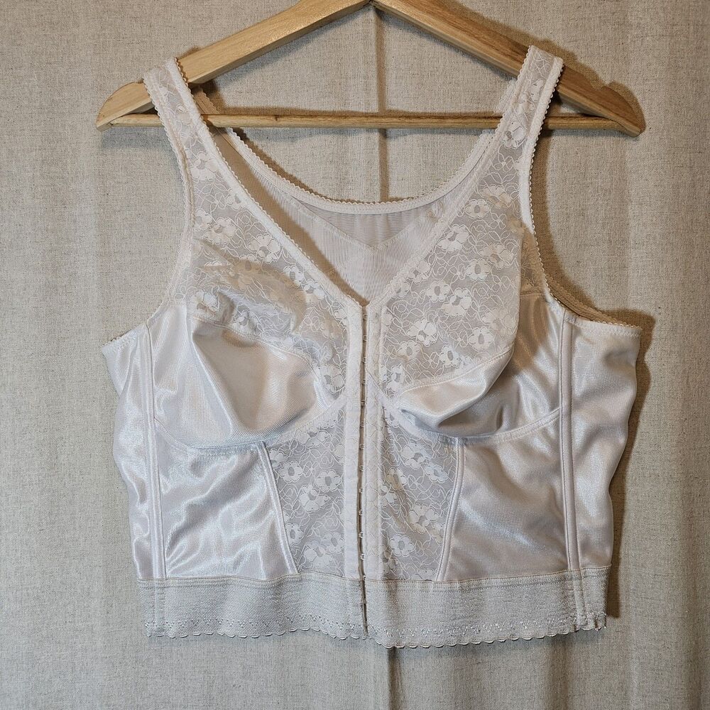 Exquisite Form 42C Bra Ful-Ly 7565 White Longline Wireless Front Closure Boning